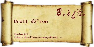 Broll Áron névjegykártya